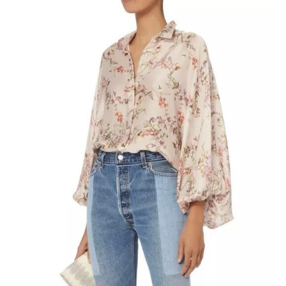 ALEXIS Nicolette ivory floral button down blouse size xs - Picture 1 of 7